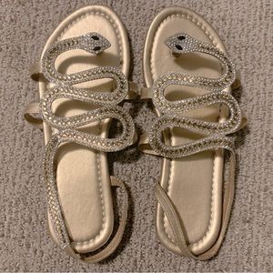 Chic Gold Snake Embellished Sandals